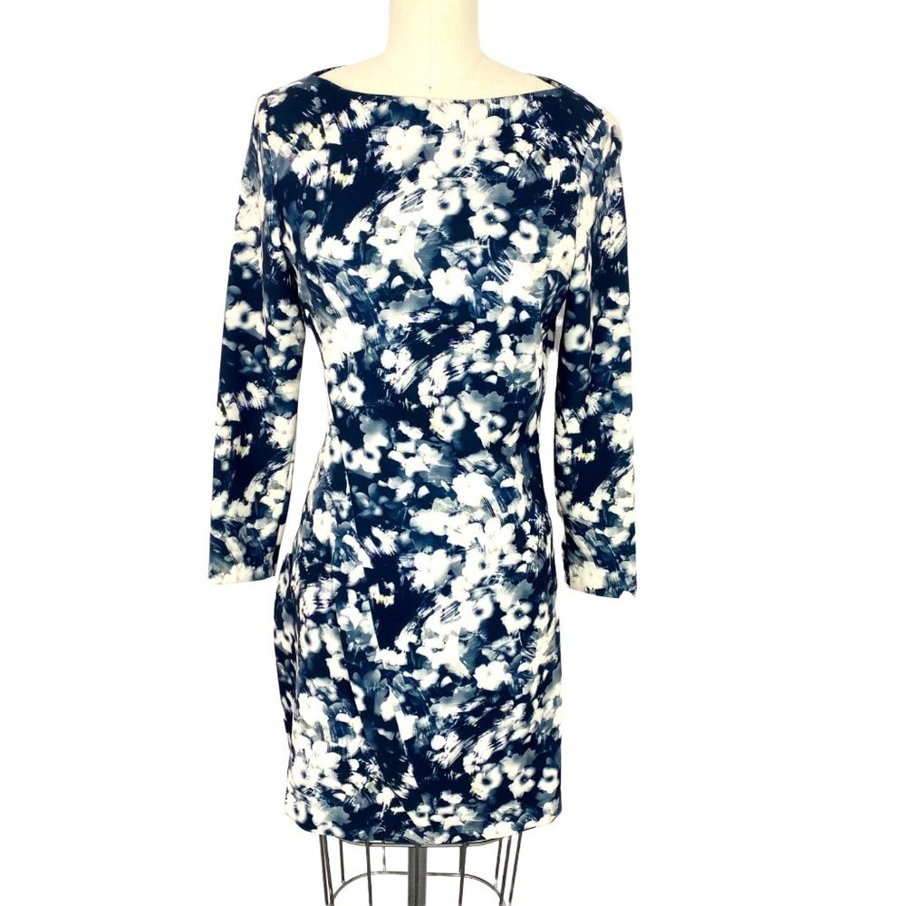 Zara Floral Graphic Boat Neck Dress
